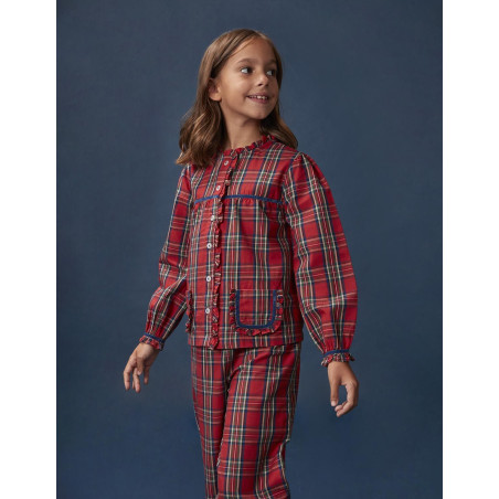 Pijama navidad de cuadro tartan con vivo a contraste rojo