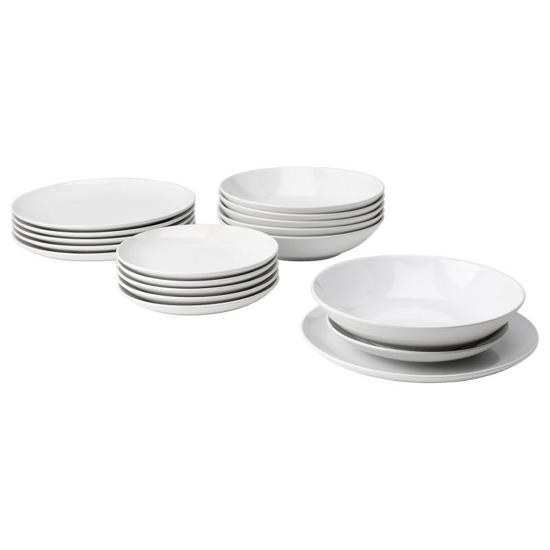 GODMIDDAG vajilla 18 piezas, blanco - IKEA