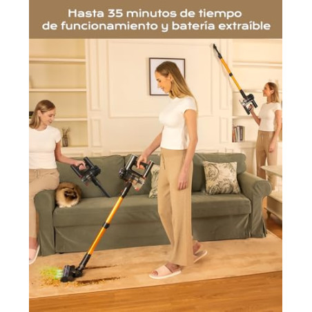 VACTechPro V15 Aspiradora sin Cable,35kPa Aspirador de Mano,6 en 1 Inalámbrica con 35minutos de autonomía y batería extraíbl