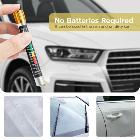 Mcbazel Medidor de Espesor de Pintura, Medidor de Espesor de Pintura para Coches con Punta Magnética y Escala de Micras, Dispos