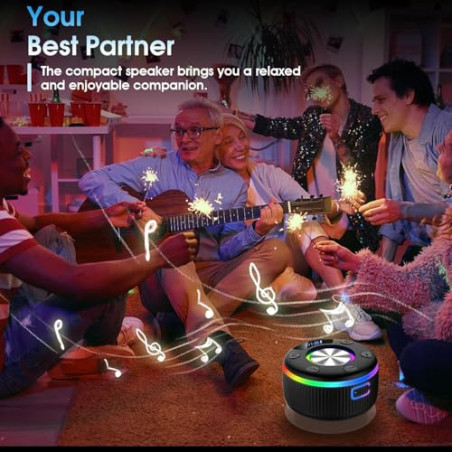 Xuevcn Altavoz Ducha Bluetooth 5.3 con Luces RGB, Altavoz Portatil con Ventosa, 8 Horas Estéreo, IP7 Impermeable Altavoces Blue