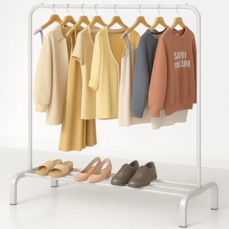 T-LOVENDO.ES Perchero Burro Ropa Resistente | Estable y Estrecho | Sin Ruedas | Con balda Zapatero | Capacidad de carga 30kg | F