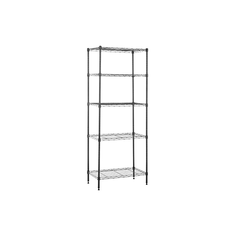 Amazon Basics Unidad de almacenamiento estrecha de 5 baldas con estantes ajustables en altura y patas niveladoras, sin ruedas, N