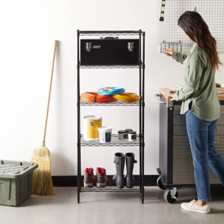 Amazon Basics Unidad de almacenamiento estrecha de 5 baldas con estantes ajustables en altura y patas niveladoras, sin ruedas, N