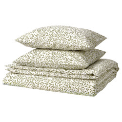 SORGMANTEL funda nórdica y 2 fundas almohada, blanco/verde, 240x220/50x60 cm - IKEA
