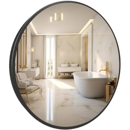 Marctani Espejo Redondo con Marco de Metal - Espejos Decorativos de Pared Elegante y Moderno - Espejo Entrada Recibidor - Ideal 