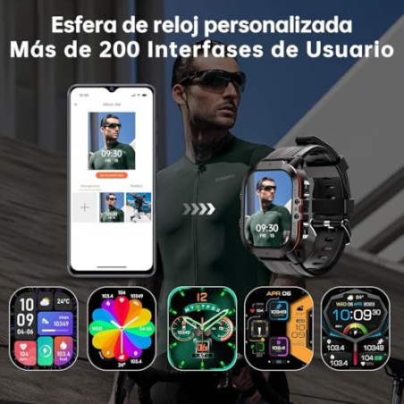 OUKITEL Reloj Inteligente Hombre Militar con Llamadas Bluetooth, Smartwatch Hombre Impermeable 5ATM con 120+ Deportivos, Relojes
