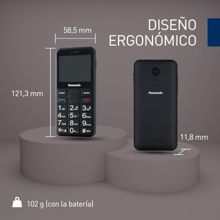 Panasonic KX-TU155EXBN Teléfono Móvil para Personas Mayores, Llamada Prioritaria, Teléfono con Botones Grandes, Compatible co