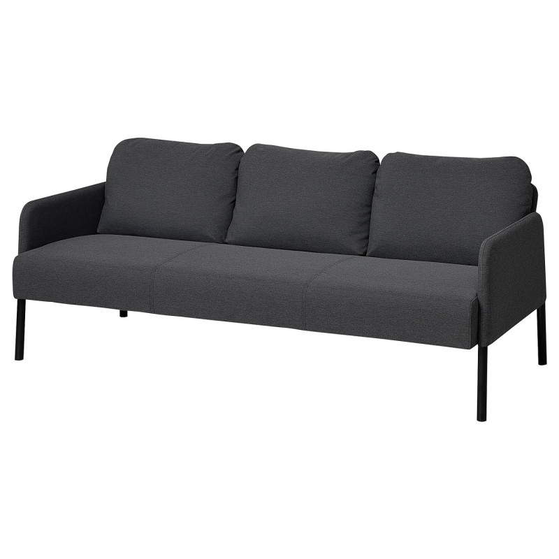 GLOSTAD sofá de 3 plazas, Knisa gris oscuro - IKEA