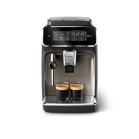 PHILIPS Serie 3300 Cafetera Superautomática, Espumador de leche clásico, 5 tipos de café, SilentBrew, Molinillo Cerámico, pa