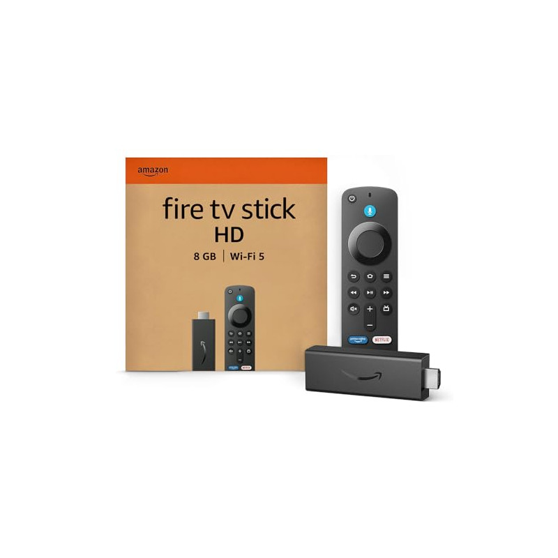 Amazon Fire TV Stick HD (Última generación), con TV en directo gratuita, mando por voz Alexa, controles de Hogar digital y rep