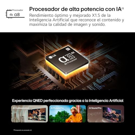 LG 65QNED84A6C - TV 65", QNED 4K, Smart TV, WebOS 25, Super Upscaling, Dolby Vision y Atmos, Alexa/Google Assistant, Negro