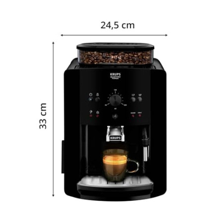 Krups Roma - Cafetera superautomática, molinillo cónico de metal, con selección e intensidad de café, Boquilla vapor, 2 boqu