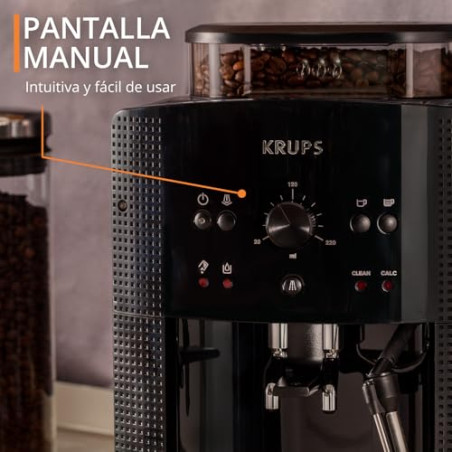 Krups Roma - Cafetera superautomática, molinillo cónico de metal, con selección e intensidad de café, Boquilla vapor, 2 boqu