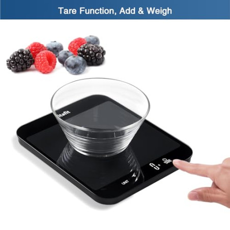 Vitafit Báscula digital de cocina de 15 kg, Balanza Cocina de graduación precisa de 1g, Peso Cocina con Pantalla LED, Multifun