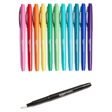 Amazon Basics Rotuladores de punta de fieltro, colores surtidos, paquete de 12