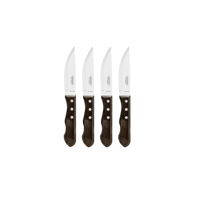 Tramontina Juego de Cuchillos Jumbo para Carne BBQ 12 cm Polywood Castaño FSC® 4 pzas
