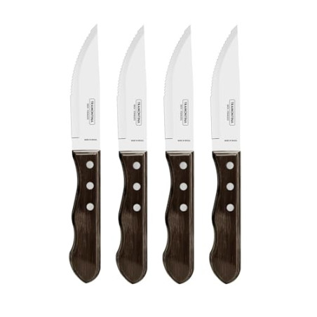 Tramontina Juego de Cuchillos Jumbo para Carne BBQ 12 cm Polywood Castaño FSC® 4 pzas