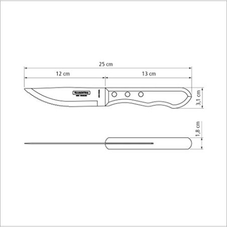 Tramontina Juego de Cuchillos Jumbo para Carne BBQ 12 cm Polywood Castaño FSC® 4 pzas