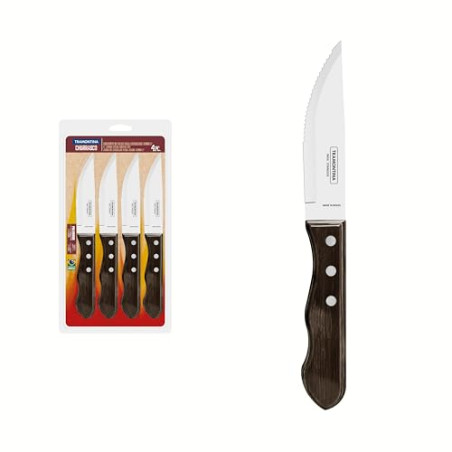 Tramontina Juego de Cuchillos Jumbo para Carne BBQ 12 cm Polywood Castaño FSC® 4 pzas