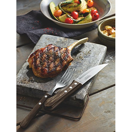 Tramontina Juego de Cuchillos Jumbo para Carne BBQ 12 cm Polywood Castaño FSC® 4 pzas