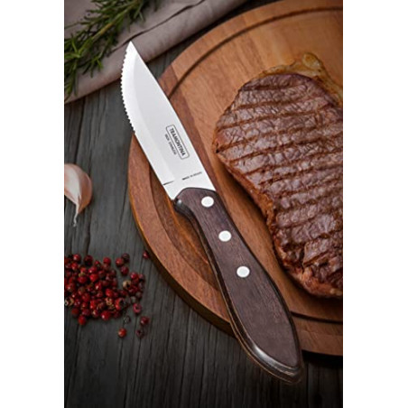 Tramontina 29899-263 Jumbo - Cubertería para carne (8 piezas, 4 cuchillos de carne y 4 tenedores de carne, AISI 420, acero inox