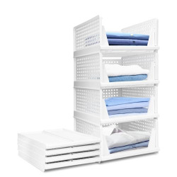 USHOP Juego de 4 organizador armario ropa​​ – ​​Cajas Almacenaje,Diseño perforado con compartimentos extraíbles,orga