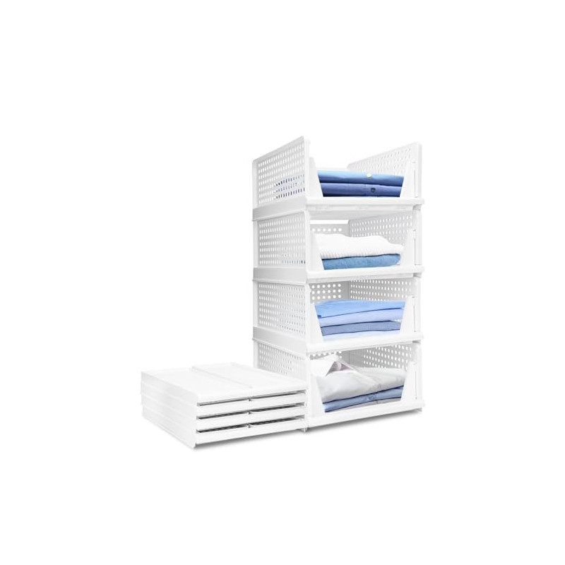 USHOP Juego de 4 organizador armario ropa​​ – ​​Cajas Almacenaje,Diseño perforado con compartimentos extraíbles,orga