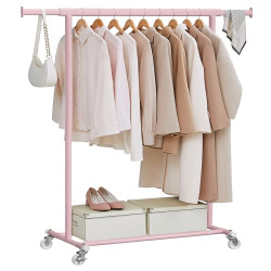 SONGMICS Burro Ropa con Ruedas, Perchero Burro Extensible con Carga Pesada, Capacidad de Carga Máx. de 100 kg, 45 x (92-132) x 