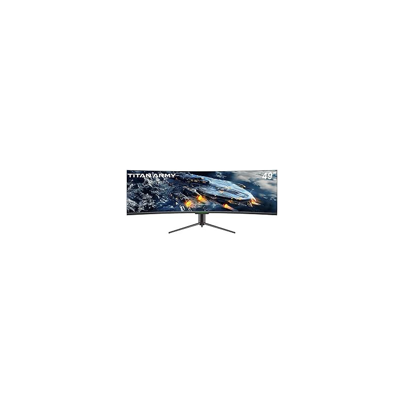 TITAN ARMY 49" Monitor Gaming Curvo, 144Hz, DFHD 3840 x 1080, UltraWide 1800R VA PC Monitor, 32:9, HDR400, G-Sync & FreeSync, 99