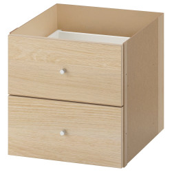 KALLAX Accesorio con 2 cajones, efecto roble tinte blanco, 33x33 cm  - IKEA