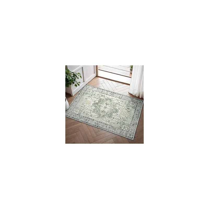 GENIMO Alfombra Salon Vintage Alfombras de Área Lavables en Máquina, Alfombras con Base Antideslizante, Alfombra de Dormitorio