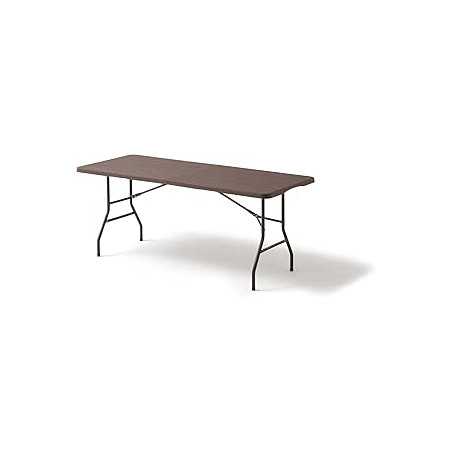 KG KITGARDEN Mesa Plegable Portátil Multifuncional, 180x74x74cm, Imitación a Madera, Marrón