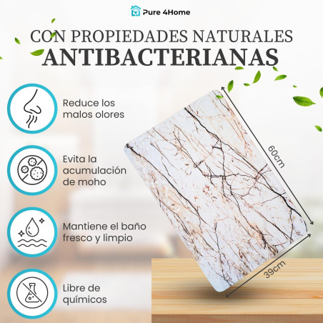Pure 4Home Alfombra Diatomita Baño 60x40 – Secado Rápido, Antideslizante y Antibacteriana – Alfombrilla Piedra Diatomita S